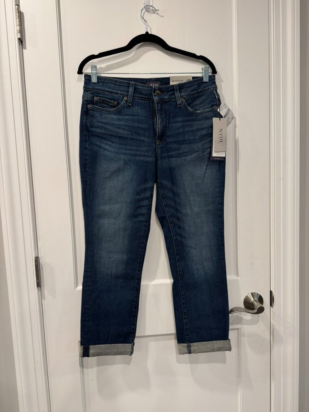 NYDJ Dark Blue Denim Boyfriend Cuffed Jeans - Women's 6P NWT